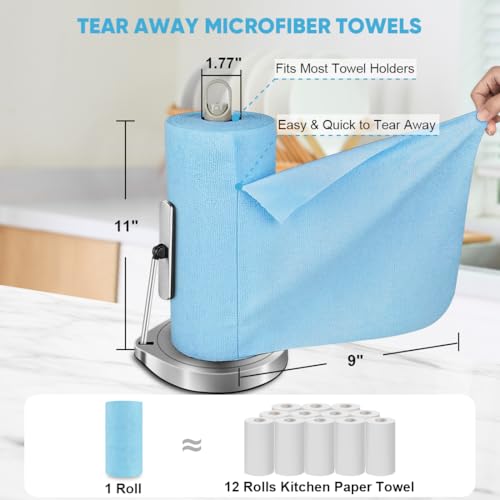 Image of AIDEA Microfiber Cleaning Cloth 165 Sheets 3 Roll, Blue Shop Towels, 11x9 inch