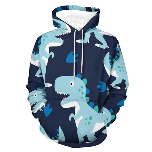 Pull dinosaure UMENG sweat à capuche confortable contre le froid pour homme et femme en taille S