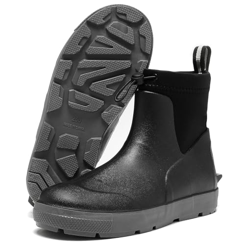 Men's Deck Boots,Ankle Rubber Rain boots Waterproof Anti-Slip Waterproof Shoes, Fishing Boating Boots Water Work Shoes for Men