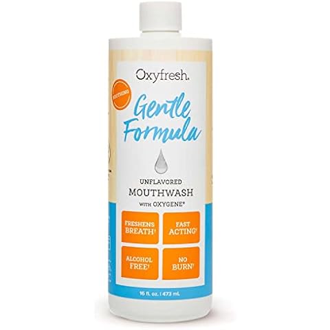 Oxyfresh Gentle Formula Unflavored Mouthwash – Perfect for Ultra Sensitive Gums & Teeth – No Mint, Zero Alcohol, Flavor Free – Fresh Breath. 16 oz. Cover