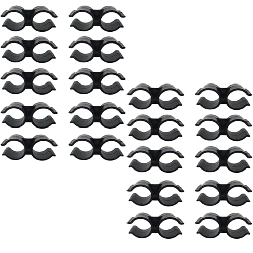 Lot de 20 clips de serrage doubles pour tuyau, plastique PVC, connecteur de chaîne, panneau de clôture, accessoires de fixation, noir