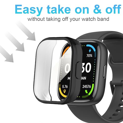 IDW26 Smart Watch Case, Lamshaw TPU Case with Screen Protector Compatible for Faweio, KEEPONFIT, FUYOTI, Hikwel, Bambooinn IDW26 Smart Watch (2 Pack-Black+Clear) by Lamshaw - Used condition - Image 5