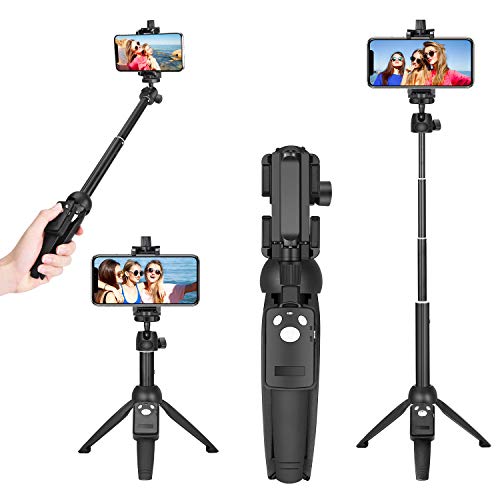 Wevon Selfie Stick, 40 inch Extendable Phone Tripod Stand with Bluetooth Remote Shutter Compatible with iPhone 12 11 Pro Xs Max Xr X 8 7 Plus, Android, Samsung Galaxy S20 S10 S9 and More, Lightweight