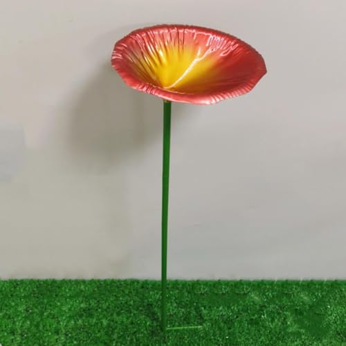 Baño con agua para pájaros y alimentador metálico con estaca para patio exterior 4