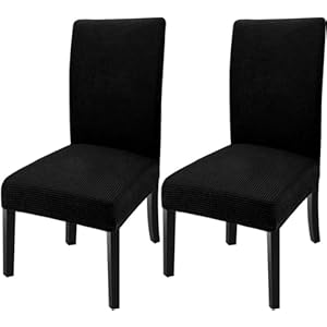 GoodtoU Chair Covers for Dining Room Set of 2, Stretch Parson Chair Slipcover Removable Washable Chair Protector for Home/Restaurant/Banquet,Funda Para Sillas de Comedor(Black, Set of 2)