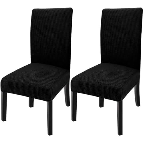 GoodtoU Chair Covers for Dining Room Set of 2, Stretch Parson Chair Slipcover Removable Washable Chair Protector for Home/Restaurant/Banquet,Funda Para Sillas de Comedor(Black, Set of 2)