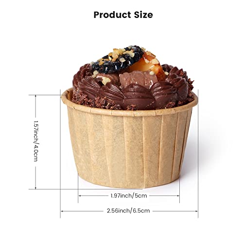 Nax Caki Parchment Brown Cupcake Liners 100Pcs Standard Size, Muffin Baking Wrapping Packaging Cups,Holders Paper, Heavy Duty Greaseproof Wrappers For Wedding,Birthday,Party,Gift #TOP1