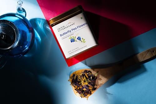 Image of Jaivik Uttarakhand - Detox Butterfly Pea Leaves Herbal Tea (170.1 g), Mood-Enhancing Beverage, Healthy Hair, Flower Based, Pack of 3 Tin Box
