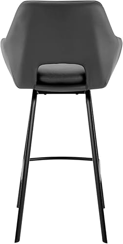 Miniatura 7 de Armen Living Taburete giratorio de cuero sintético gris Aura y metal negro de 26 pulgadas