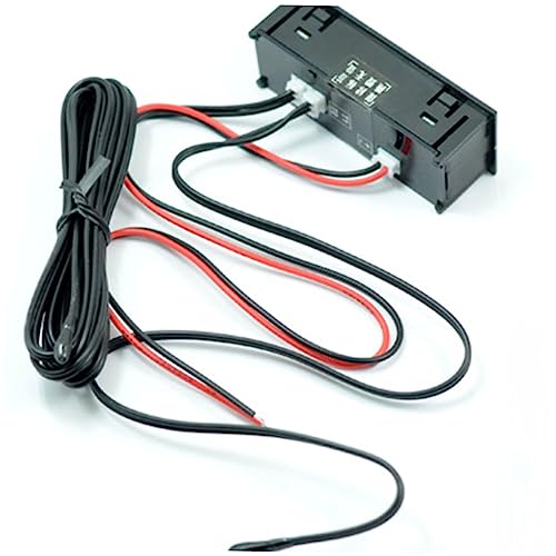 TOKIDNY Termómetro Digital de Coche con Reloj y Voltímetro LED Medición Dual para Interior y Exterior Pantalla Luminosa Roja Fácil Instalación sin Perforar para Aire Acondicionado y