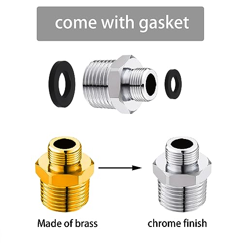 Happyreise Rv Faucet Adapter 1/2 To 3/8 Reducer,1/2 Male To 3/8 Male Faucet Supply Line Adapter,Compression Fitting For Rv Kitchen Plumbing,Water Pipe Connector Chrome 2 Pcs #TOP2