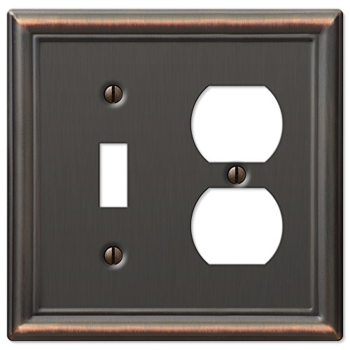 Image of Amerelle 149TDDB Chelsea Wallplate, 1 Toggle / 1 Duplex, Steel, Aged Bronze, 1-Pack