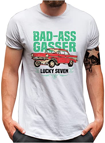 T-shirt Homme Hot Rod imprimé voiture américaine blanc taille S-5XL