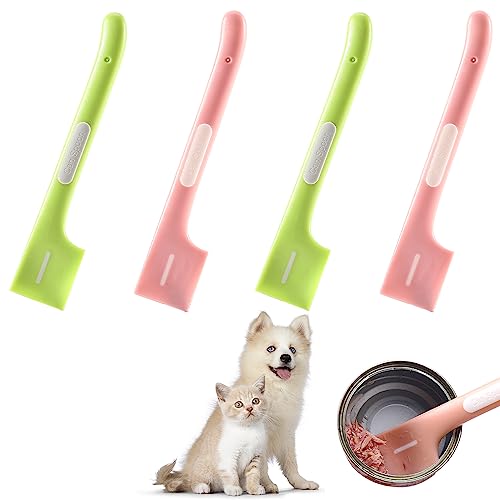 Amaxiu Pet Food Can Spoons, 4 Pcs Pet Food Mixing Spoons Wet Food Canned Scoop Can Spatula for Dogs Cats Silicone Pet Food Can Supplies for Puppy Kittens Feeding Jars