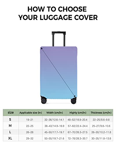 Ombre Gradient Travel Luggage Cover Suitcase Protector Decorative Suitcase Cover Fits 19-21 Inch Luggage, Scratch Proof Durable Elastic Luggage Cover Washable, Purple And Blue Gradient Art #TOP3