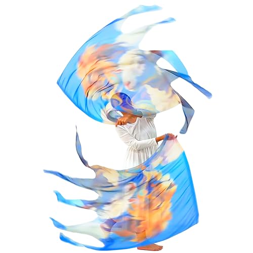 Wuchieal Set of 1 pair 55 Inch Worship Flags with Flex rods Praise Church Angle wings Flag Colorful Praise Dance Flags for Worship Dance Ministry SY#