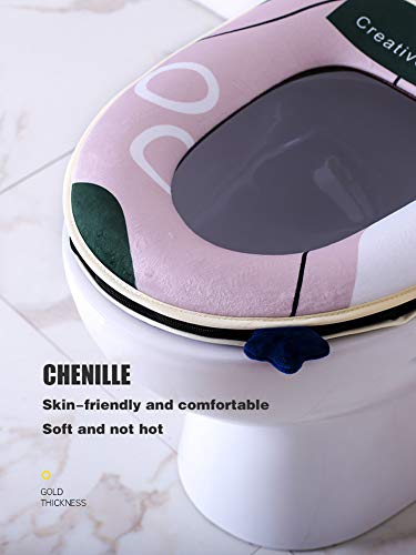 H·Aimee Universal-Reißverschluss Wasserdichtes antibakterielles Leder Home WC Sitzkissen mit Aufhängeschlaufe Badezimmer Weich und Warm Abwaschbare WC-Sitzbezüge – Bild 5