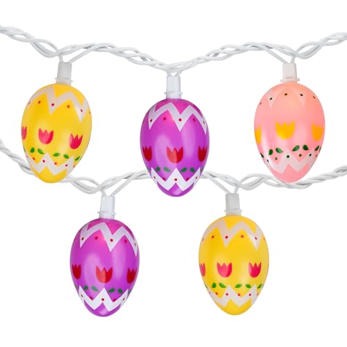 10-Count Pastel Multi-Color Easter Egg String Light Set, 7.25ft White Wire