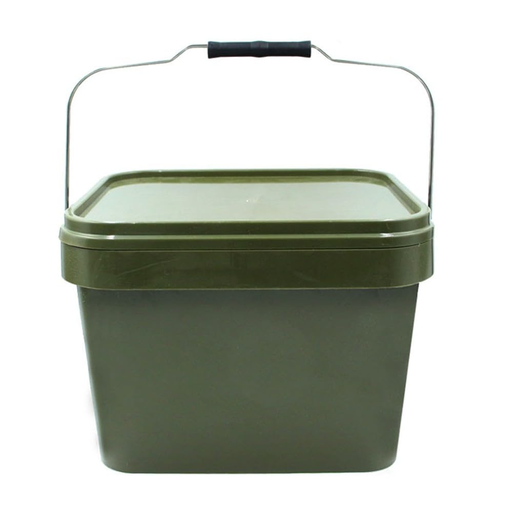 FACAIIO Seau à bouillettes carré pour pêche à la carpe - 10 l - 29 x 25 x 21 cm - Seau de mélange d'aliments avec compartiment intérieur amovible en 3 parties - Construction PP - Noir