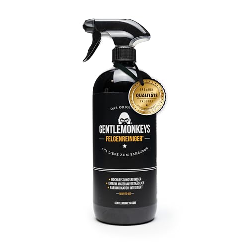 GENTLEMONKEYS Profi Felgenreiniger (1000ml) Stahl- & Alufelgen Reiniger mit Farbumschlag & Hafteffekt Säurefrei & pH-neutral Felgenspray wirkt sofort reinigt Auto & Motorrad in Minuten