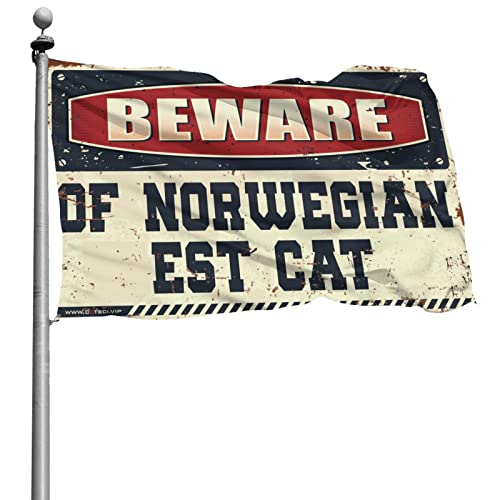 Drapeau chat norvégien rigolo grand format COTECI pour chambre
