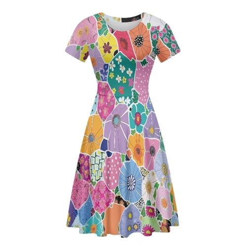 Image of AFPANQZ Womens Casual Summer Lightweight Vintage Dress Short Sleeve Midi Dress Knee-Long Luxury Formal Dress