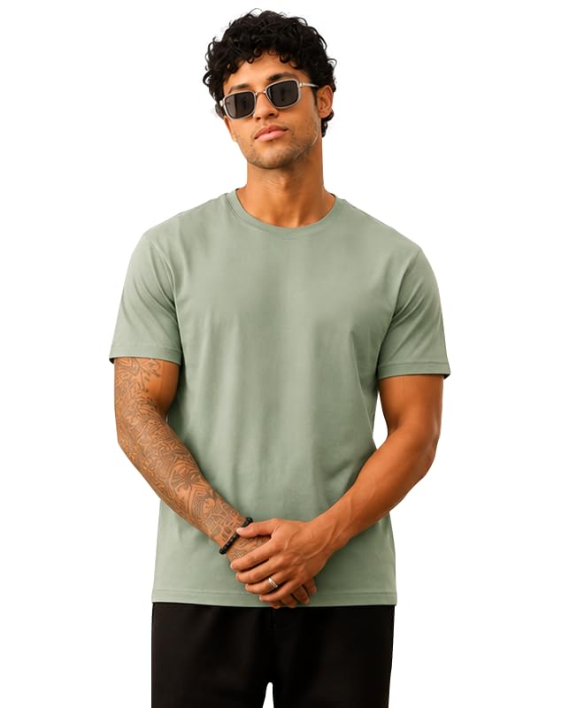 Image of Sleepynuts Men's Everyday Wear Crew Neck Regular Fit T-Shirt | Half Sleeve Solid Plain Casual T-Shirt for Men | Soft Breathable Fabric |