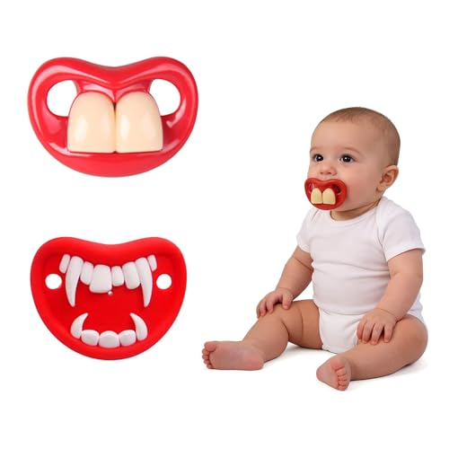 Image of 2Pcs Funny Baby Pacifier, Buckteeth Pacifiers for 0-18 Months Babies, Fangs Pacifiers, Funny Gift for Newborns, Infants & Toddlers