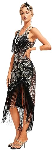 Image of Peacock-inspired 1920s Gatsby Beaded Flapper Sling Dress Womens Vintage Cocktail Dress W /Complete Accessories Set