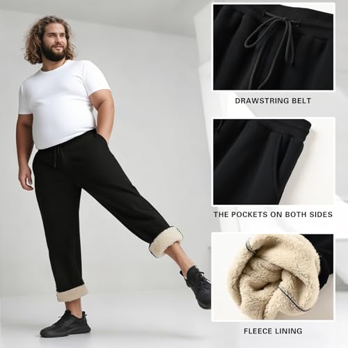 Men's Fleece Sherpa Lined Sweatpants Big and Tall Winter Warm Pants Athletic Running Jogger with Pockets3