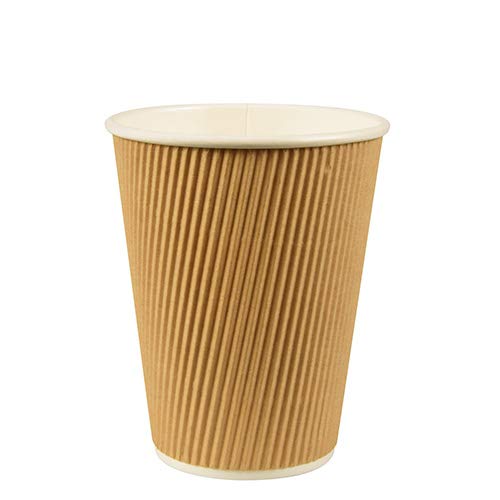 Papstar Lot de 25 gobelets en carton Pure 0,3 l Ø 9 cm – 11 cm Ripple Wall, vous recevrez 20 paquets de 25 pièces (500 pièces au total)