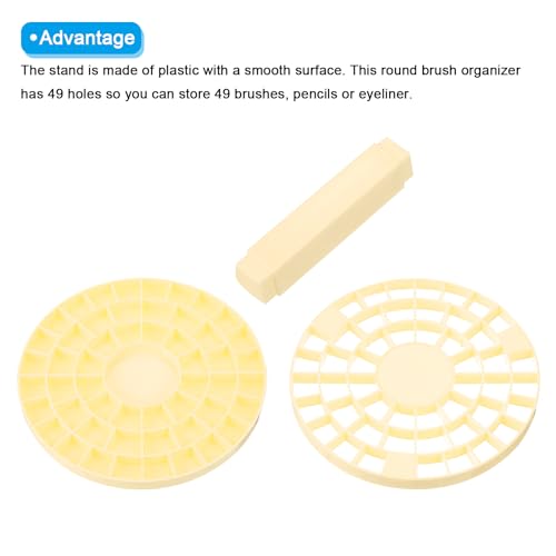Image of PATIKIL 1pcs Paint Brush Holder, Paint Brush Storage Organizer 49 Holes Plastic Paint Storage Desk Stand Round for Artist Desk Makeup Pencil, Yellow