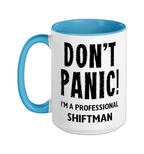 Shiftman Ceramic Mug, Blue/White, 15oz
