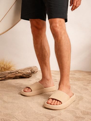 Image of hummel TEXTURE SOFT Men's Classic Ultra Soft Sliders /Slippers with Cushion FootBed for Adult Comfortable & Light Weight Stylish & Waterproof & Everyday Flip Flops & Chappals for Gents /Boys