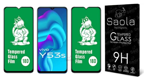 Image of Saola 18D Tempered Glass With Inbuilt AirBag Borders For Vivo Y53S (Pack Of 2) with Free Installation Kit. Full screen Coverage - 6.58 inch