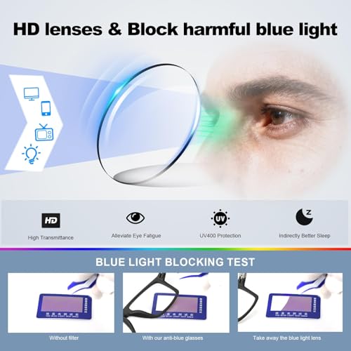 Image of CARA Progressive Multifocus Reading Glasses for Men No-Line Blue Light Blocking Computer Readers With Aluminum Temples, 2.50x