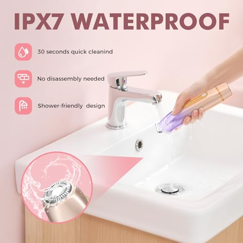 Image of Bikini Trimmer for Women, 2-in-1 Electric Razor for Pubic Hair & Body - Painless Wet /Dry Shaver with IPX7 Waterproof, Rechargeable Cordless Groomer for Legs, Underarm & Face (Mauve)