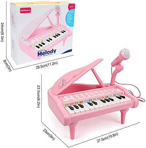 Bee bee Run Toddler Piano Keyboard Toy, 3 4 Year Old Girls First Birthday Gift,24 Keys Piano Toy for Toddlers Pink 6 41peB3NG47S. AC