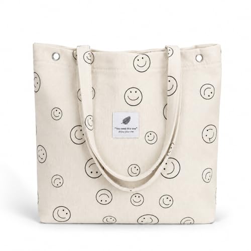 Image of Street27 Korean Canvas Corduroy Tote Bag Casual Work Shoulder Handbags | Multi-Purpose Bag |Sturdy Canvas Bag with Large Capacity | Shopping Bag for Office, College & Daily Use