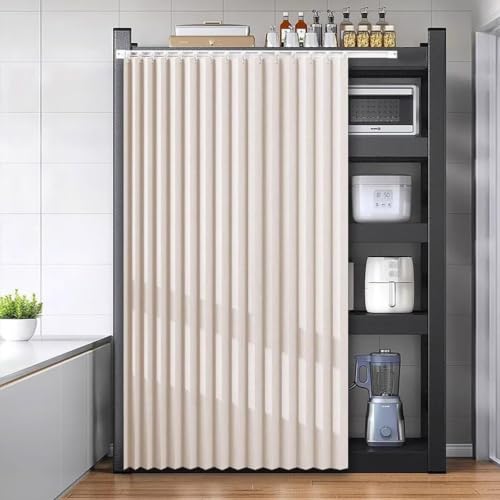 Rideau cache meuble haut de gamme beige W90xH120 textile épais pour placard