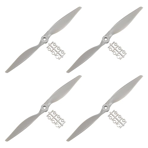 MECCANIXITY 11x7 Propeller RC Propellers 2 Vane Blades Props Grey with Adapter Rings for Electric Airplane Aircraft, Pack of 4