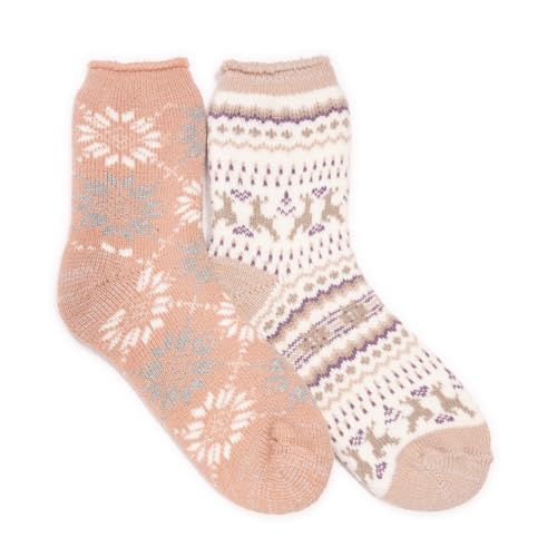 MUK LUKS Women's 2 Pair Pack Crew Heat Retainer Socks