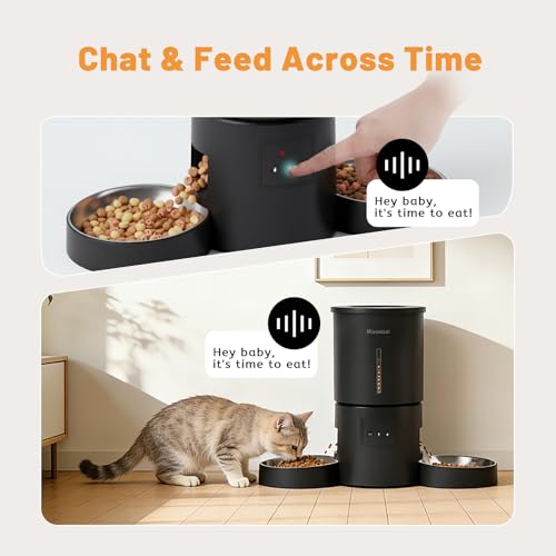 Miaosical Automatic Cat Feeder 2 Cats,2.4G WiFi Timed Auto Cat Food Dispenser with Dual Bowls,4.2L Smart App Control,Equal Portion Feeding for Multiple Cats (Black, 4.2L WiFi Dual Bowl) - Image 5