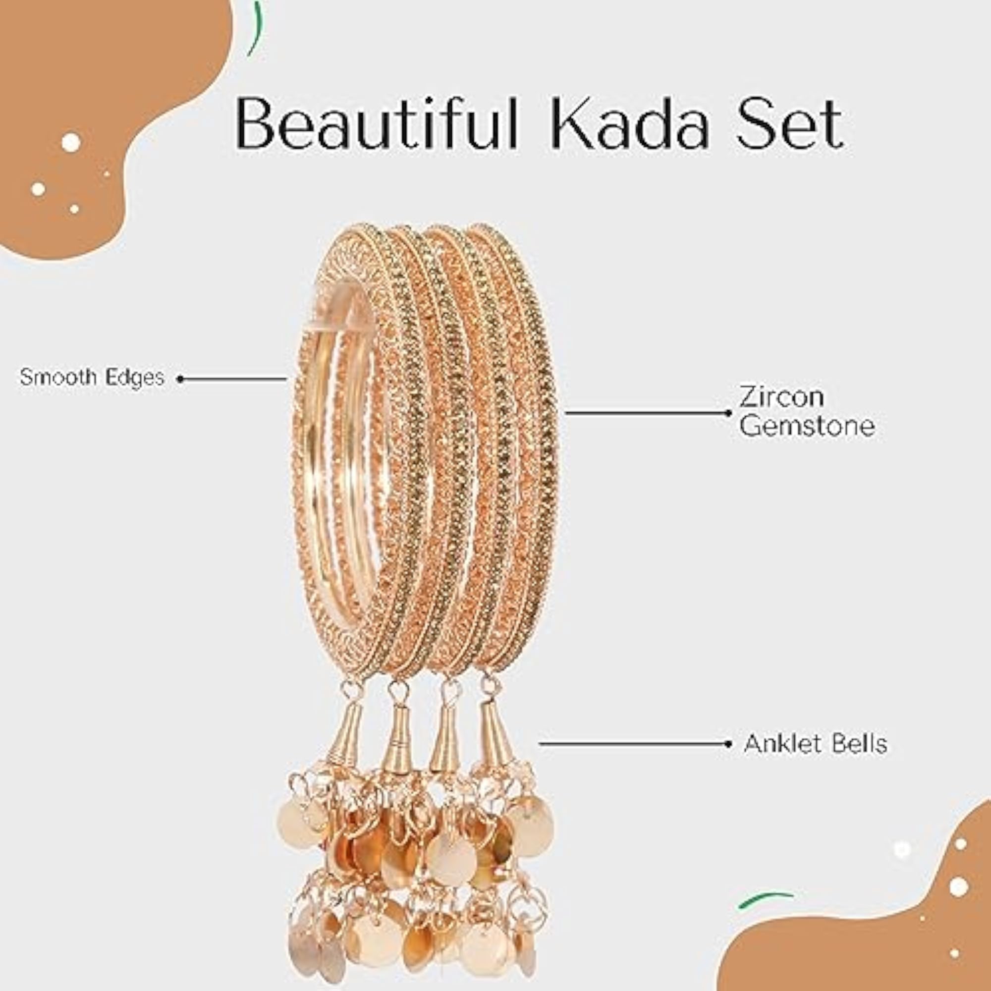 Pearl Zircon Stone Studded Latkan Bangles Set (Pack of 4)