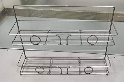 Spice Rack Organizer for Cabinet, Auledio 2 Tier Wire Grid Kitchen Counter-top or Wall Mount Seasoning Rack Jars Storage BathRoom Organizer, Black(2 Pack)