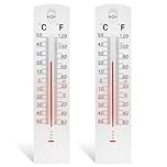 2-Pack Wall Thermometers for Indoor and Outdoor Use, Easy-to-Mount Room Temperature Monitors with Precise and Accurate Readings, Durable Design for Home, Office, Garden, Greenhouse & Patio Use
