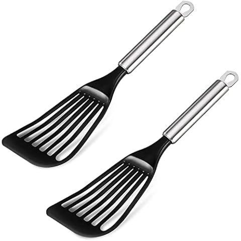 Tenta Kitchen Nylon Slotted Silicone Spatula with Stainless Steel Handle, Heat Resistant Fish Spatulas for Cooking Spatula Set Cover