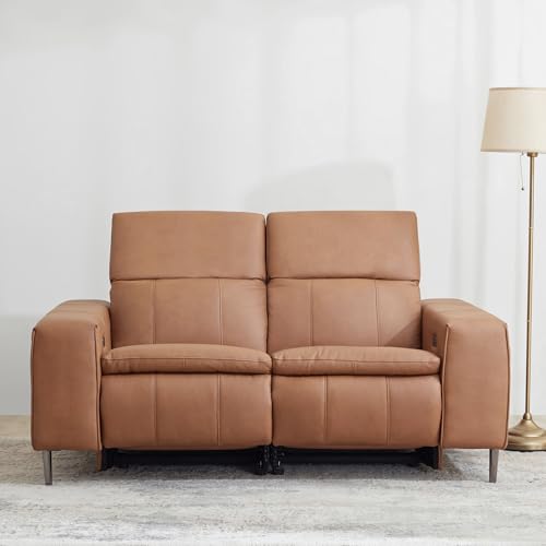 Image of Home Centre | Martian Half Leather 2-Seater Electric Recliner | Recliner Sofa for Living Room | Solid Wood | Tan | 1 Year Warranty