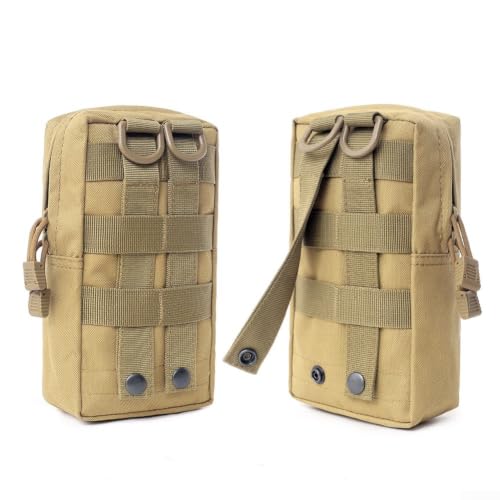 Pouch, 2-Pack Utility Belt Bag With Silent Zippers And Drain Hole, Waterproof Oxford Waist Pack For Camping Hiking Gear