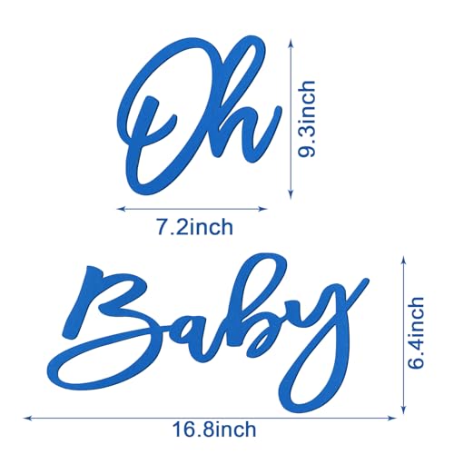Image of 'Oh Baby' Sign for Backdrop - Felt Baby Shower Banner Boy Girl Decorations Gender Reveal 1st Birthday Party Photography Background - Blue